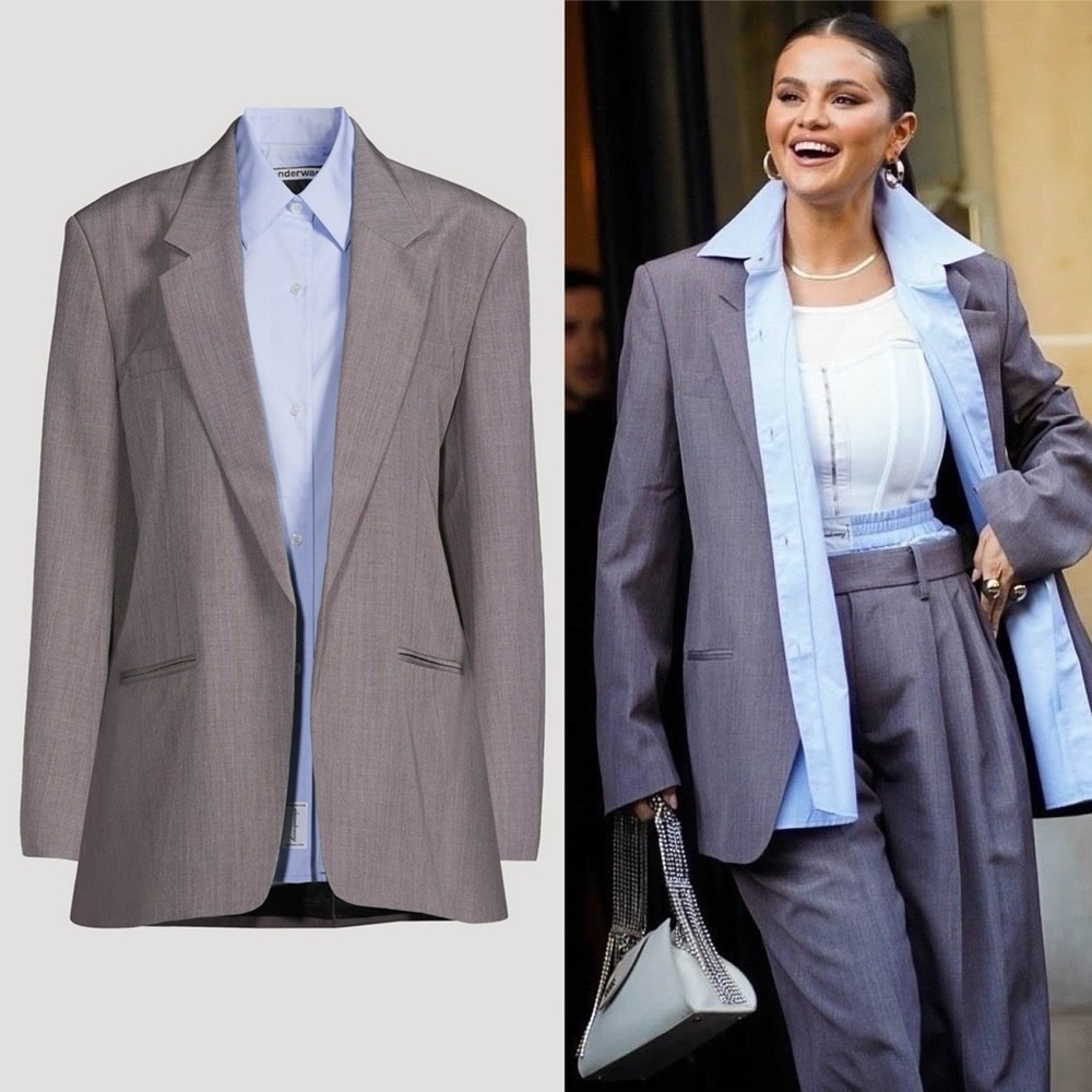 Alexander Wang Oversized Drapey Wool Shirt Detail Blazer Jacket